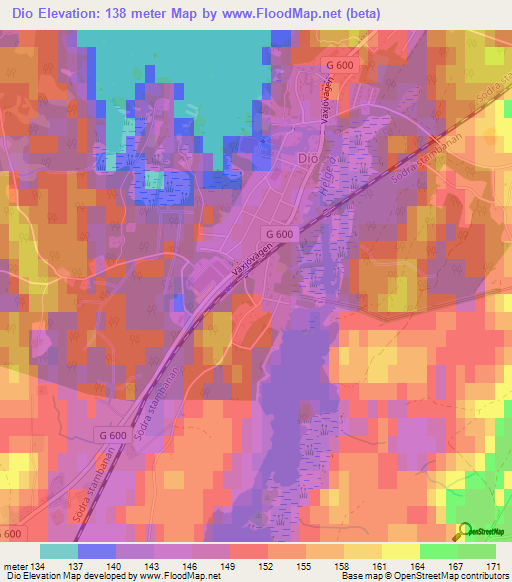 Dio,Sweden Elevation Map
