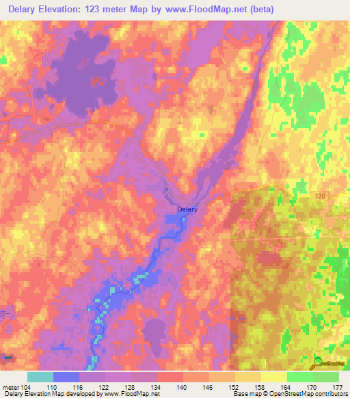 Delary,Sweden Elevation Map