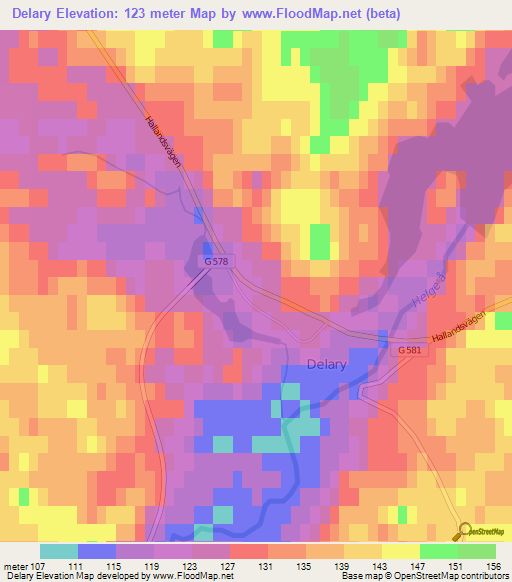 Delary,Sweden Elevation Map