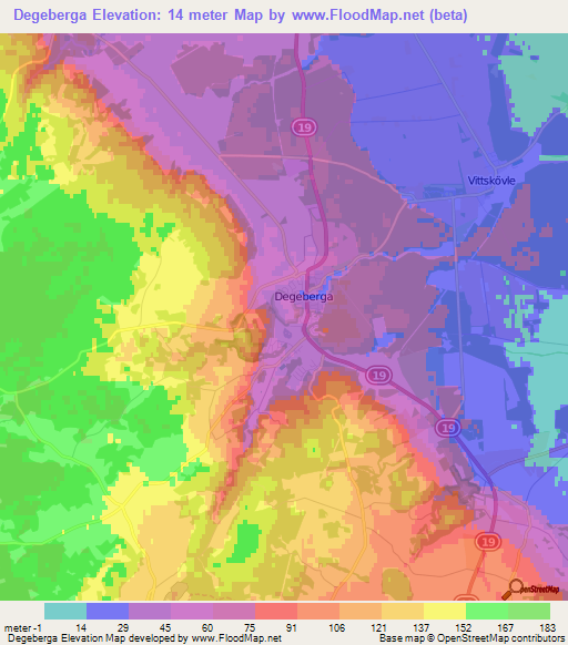 Degeberga,Sweden Elevation Map