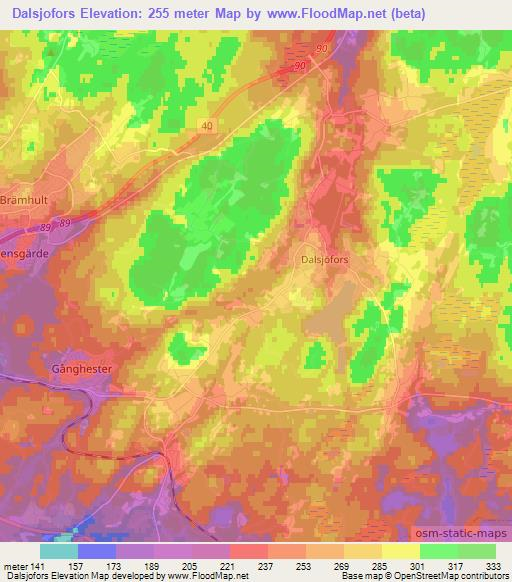 Dalsjofors,Sweden Elevation Map