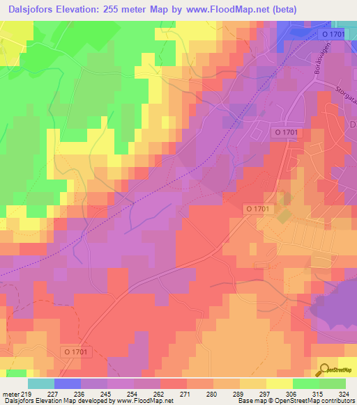 Dalsjofors,Sweden Elevation Map