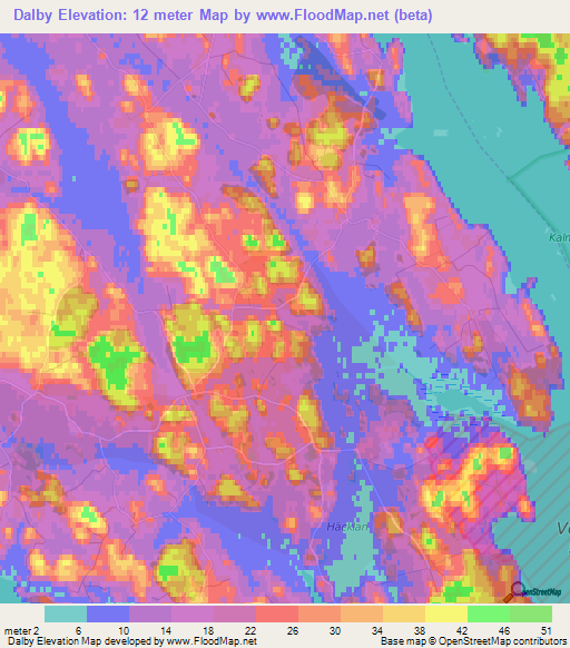 Dalby,Sweden Elevation Map