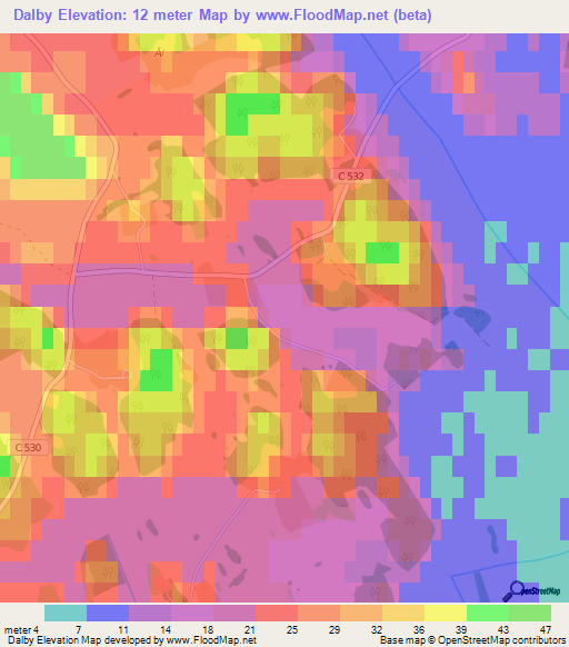 Dalby,Sweden Elevation Map