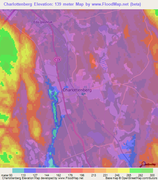 Charlottenberg,Sweden Elevation Map