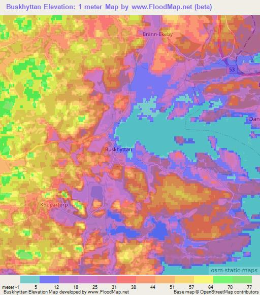 Buskhyttan,Sweden Elevation Map