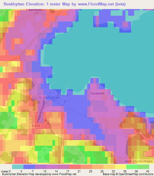 Buskhyttan,Sweden Elevation Map