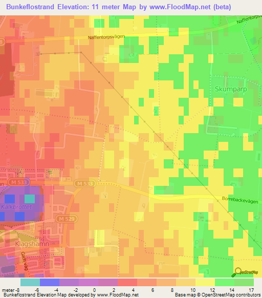 Bunkeflostrand,Sweden Elevation Map