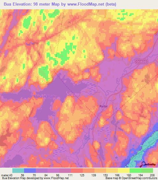 Bua,Sweden Elevation Map