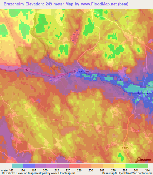 Bruzaholm,Sweden Elevation Map