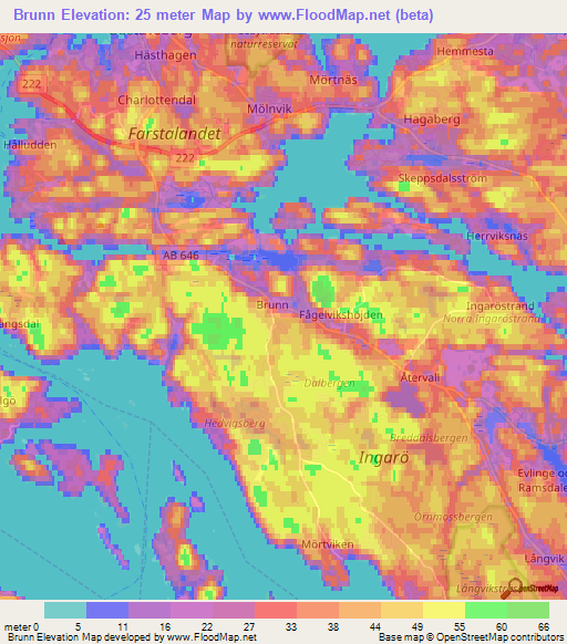 Brunn,Sweden Elevation Map