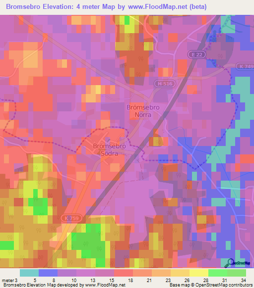 Bromsebro,Sweden Elevation Map
