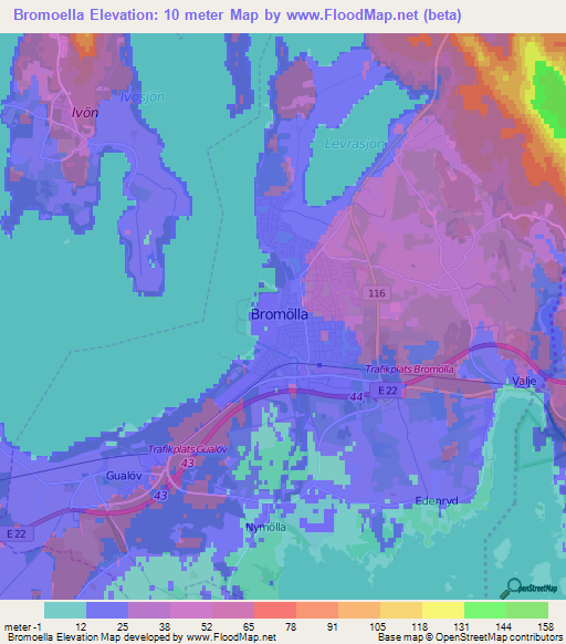 Bromoella,Sweden Elevation Map