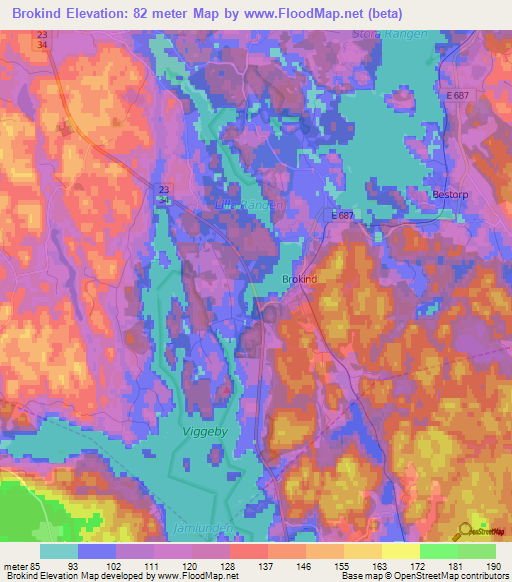 Brokind,Sweden Elevation Map