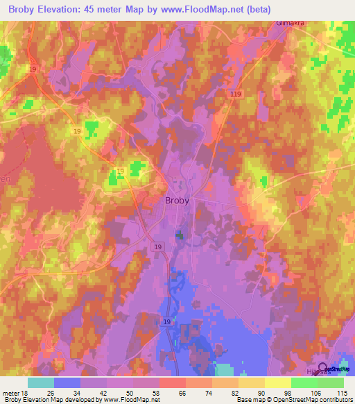 Broby,Sweden Elevation Map