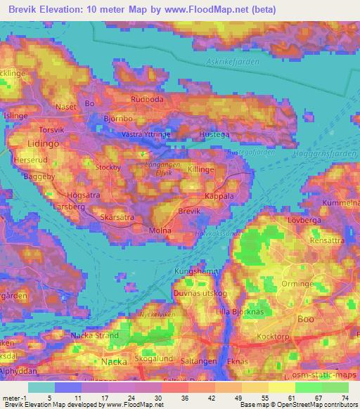 Brevik,Sweden Elevation Map