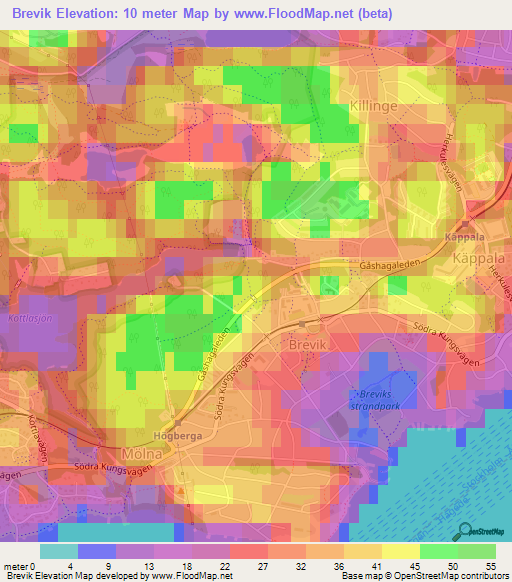 Brevik,Sweden Elevation Map