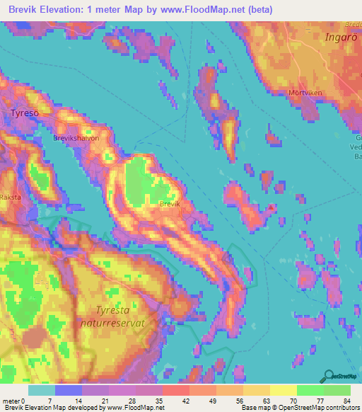 Brevik,Sweden Elevation Map