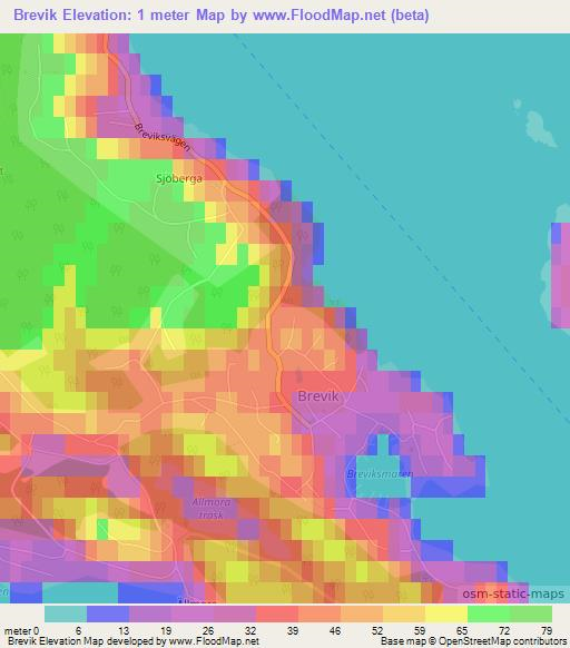 Brevik,Sweden Elevation Map