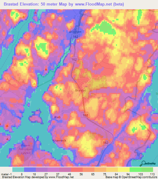 Brastad,Sweden Elevation Map