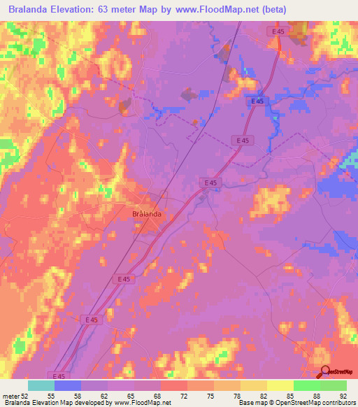 Bralanda,Sweden Elevation Map