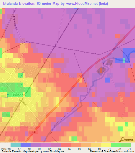 Bralanda,Sweden Elevation Map