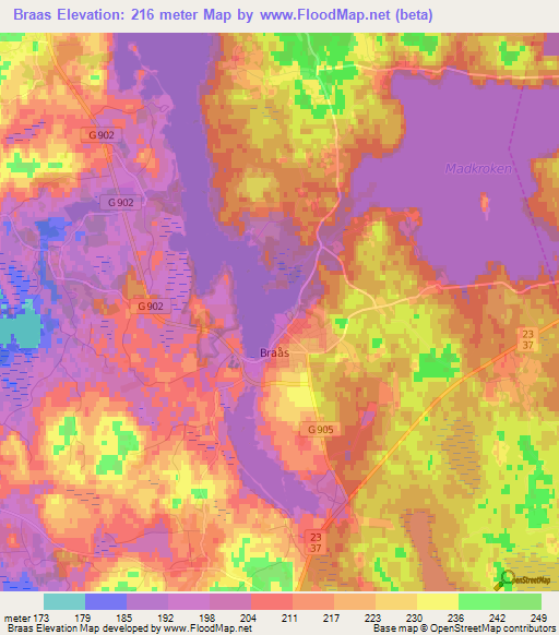 Braas,Sweden Elevation Map