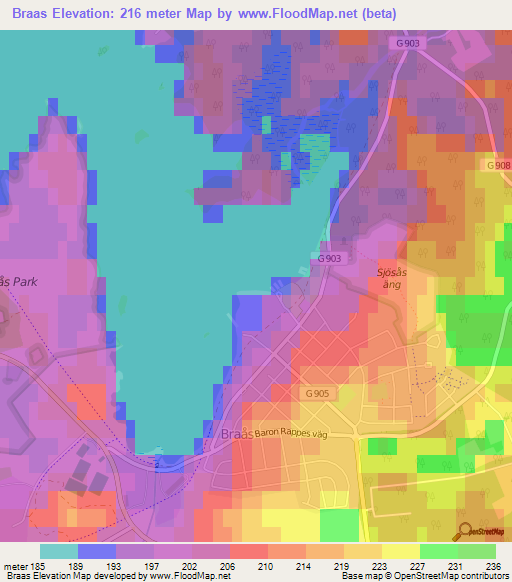 Braas,Sweden Elevation Map