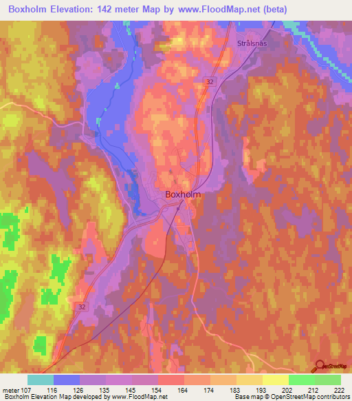 Boxholm,Sweden Elevation Map