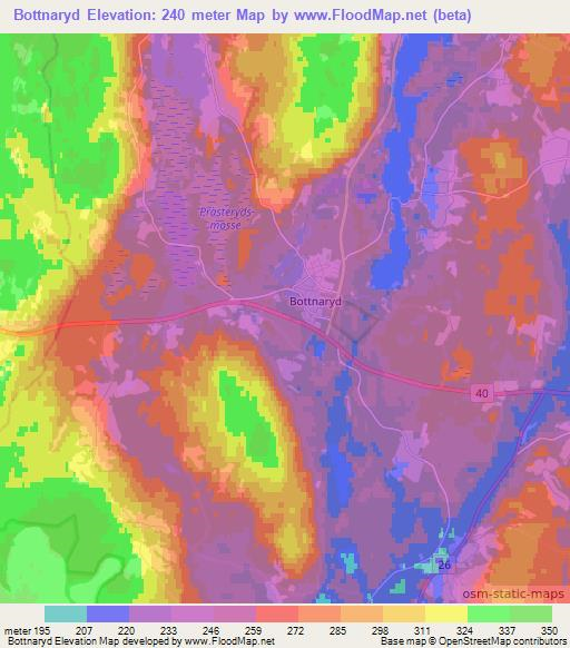 Bottnaryd,Sweden Elevation Map