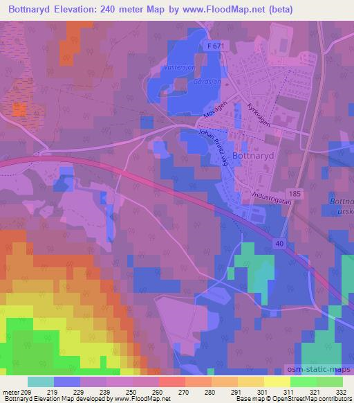 Bottnaryd,Sweden Elevation Map