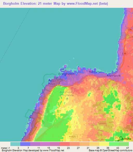 Borgholm,Sweden Elevation Map