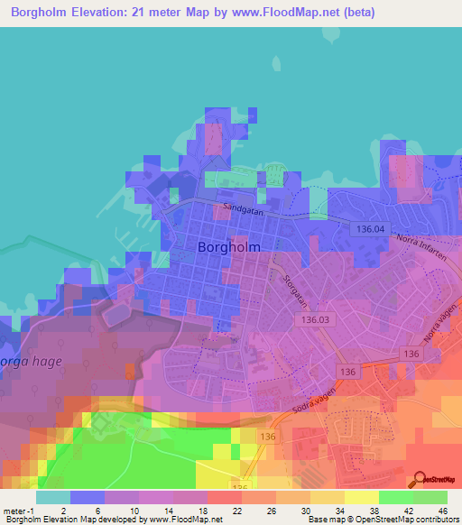 Borgholm,Sweden Elevation Map