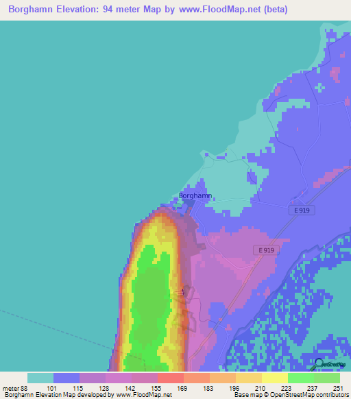 Borghamn,Sweden Elevation Map