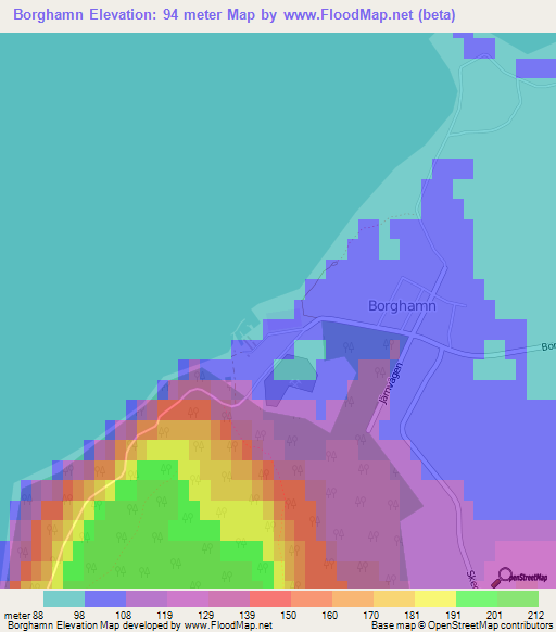 Borghamn,Sweden Elevation Map