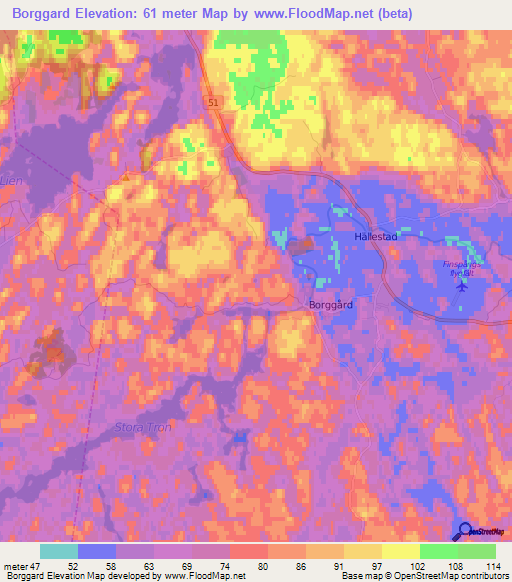 Borggard,Sweden Elevation Map