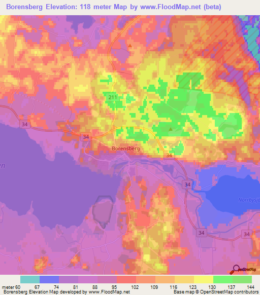 Borensberg,Sweden Elevation Map