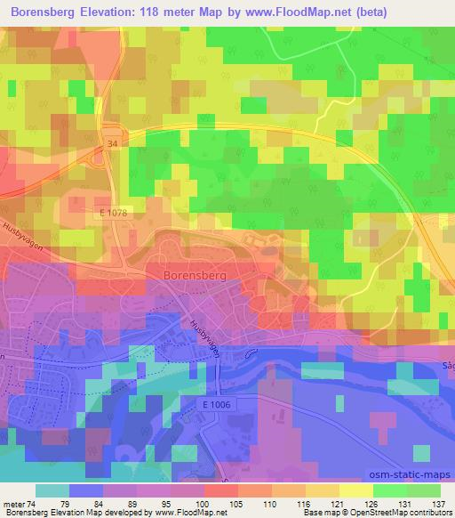 Borensberg,Sweden Elevation Map