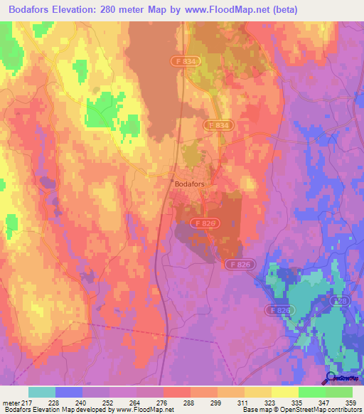 Bodafors,Sweden Elevation Map
