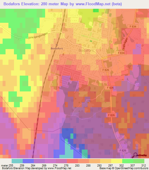 Bodafors,Sweden Elevation Map