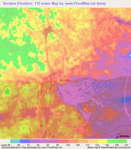 Bockara,Sweden Elevation Map