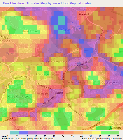 Boo,Sweden Elevation Map