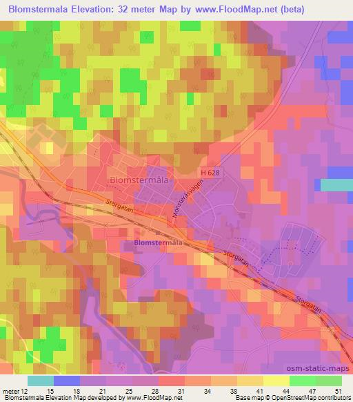 Blomstermala,Sweden Elevation Map