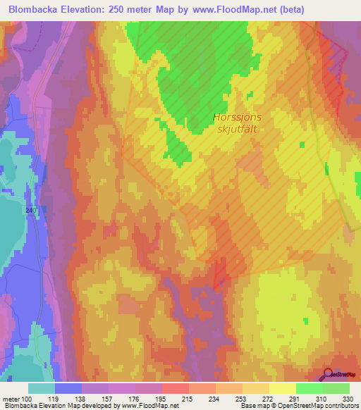 Blombacka,Sweden Elevation Map