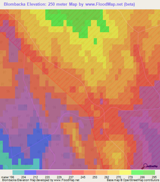 Blombacka,Sweden Elevation Map