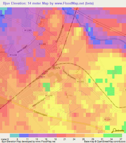 Bjuv,Sweden Elevation Map