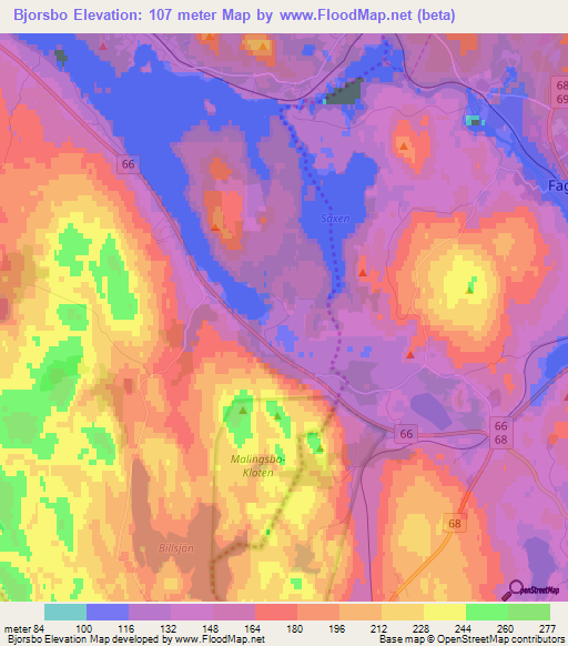 Bjorsbo,Sweden Elevation Map