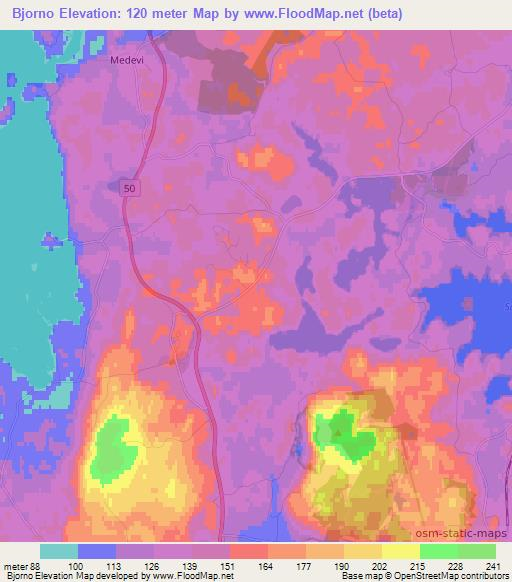 Bjorno,Sweden Elevation Map