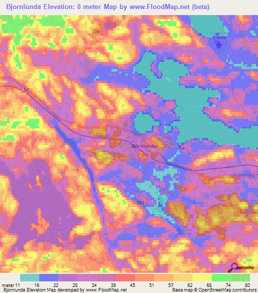 Bjornlunda,Sweden Elevation Map