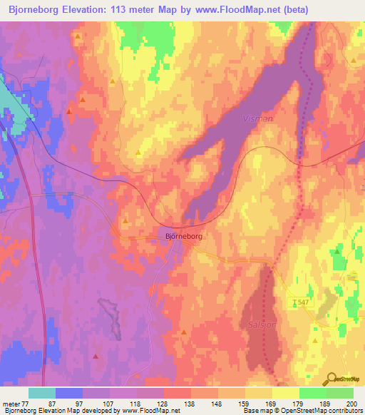 Bjorneborg,Sweden Elevation Map